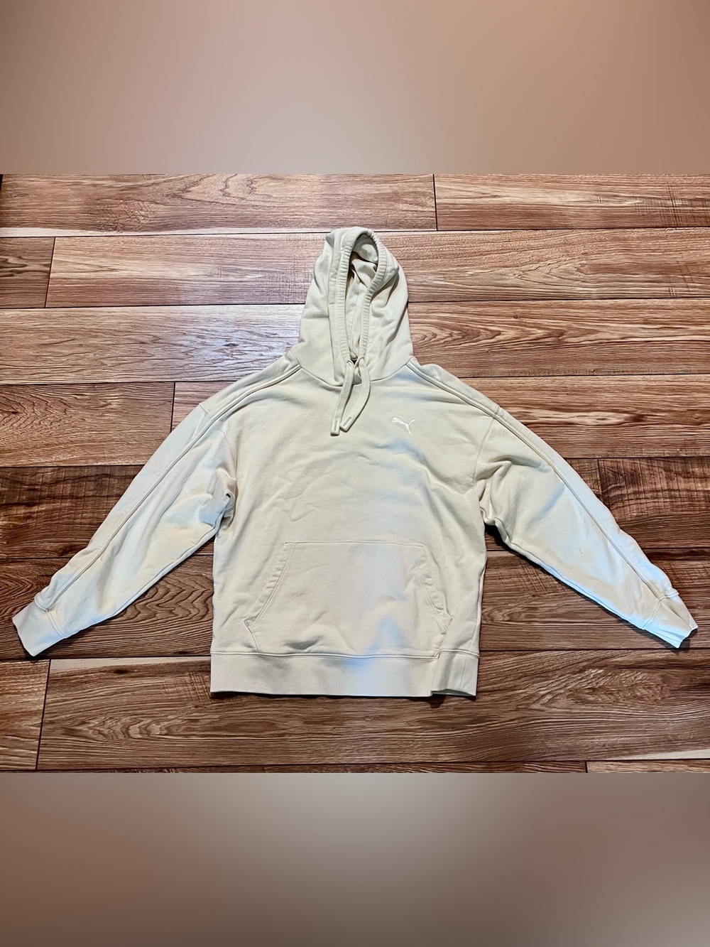 Puma Cream Pullover Hoodie with Kangaroo Pocket